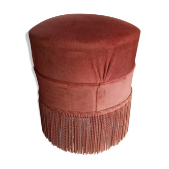 Pouf en velours vieux rose
