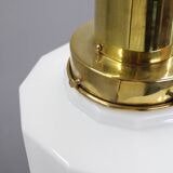 Art Deco brass and opaline glass pendant, Czechoslovakia, 1930s