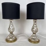 Paire de lampes à poser en cristal églomisé