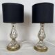 Pair of crystal églomisé table lamps