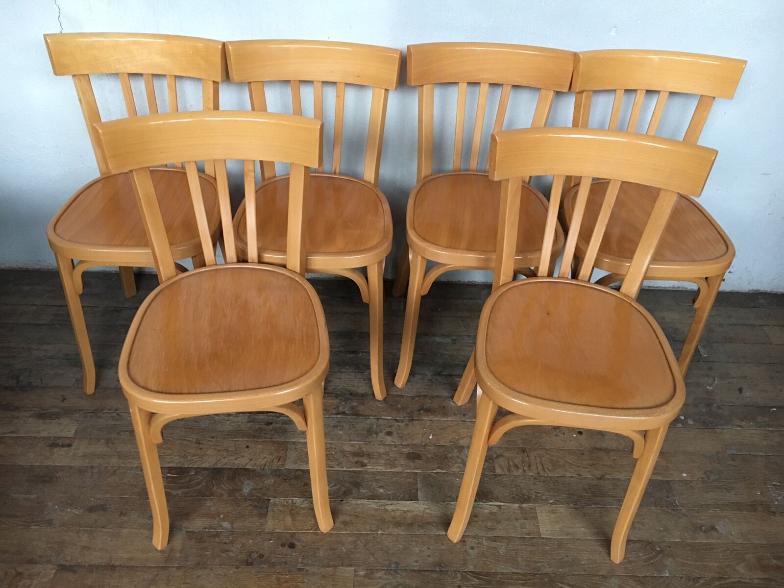 Ensemble de 6 chaises Baumann bistrot en bois clair