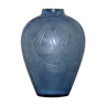 Blue vase in engraved glass paste