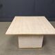 Table basse vintage en travertin et laiton par Fedam, années 1970