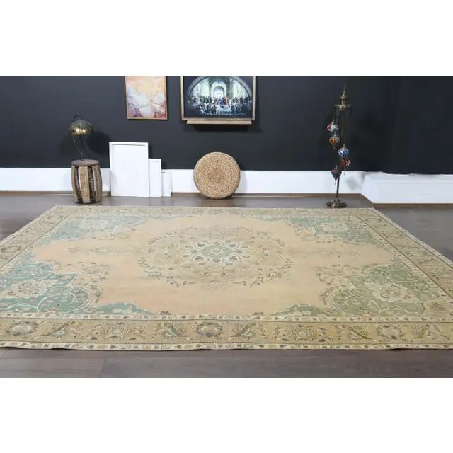 Tapis de zone vintage persan fait main en laine et coton des années 1970 285x397