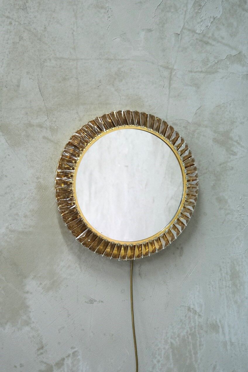 Gilded Mirror with Bakalowits Crystals from Palwa, 1960