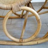 Vintage rattan bamboo rocking chair