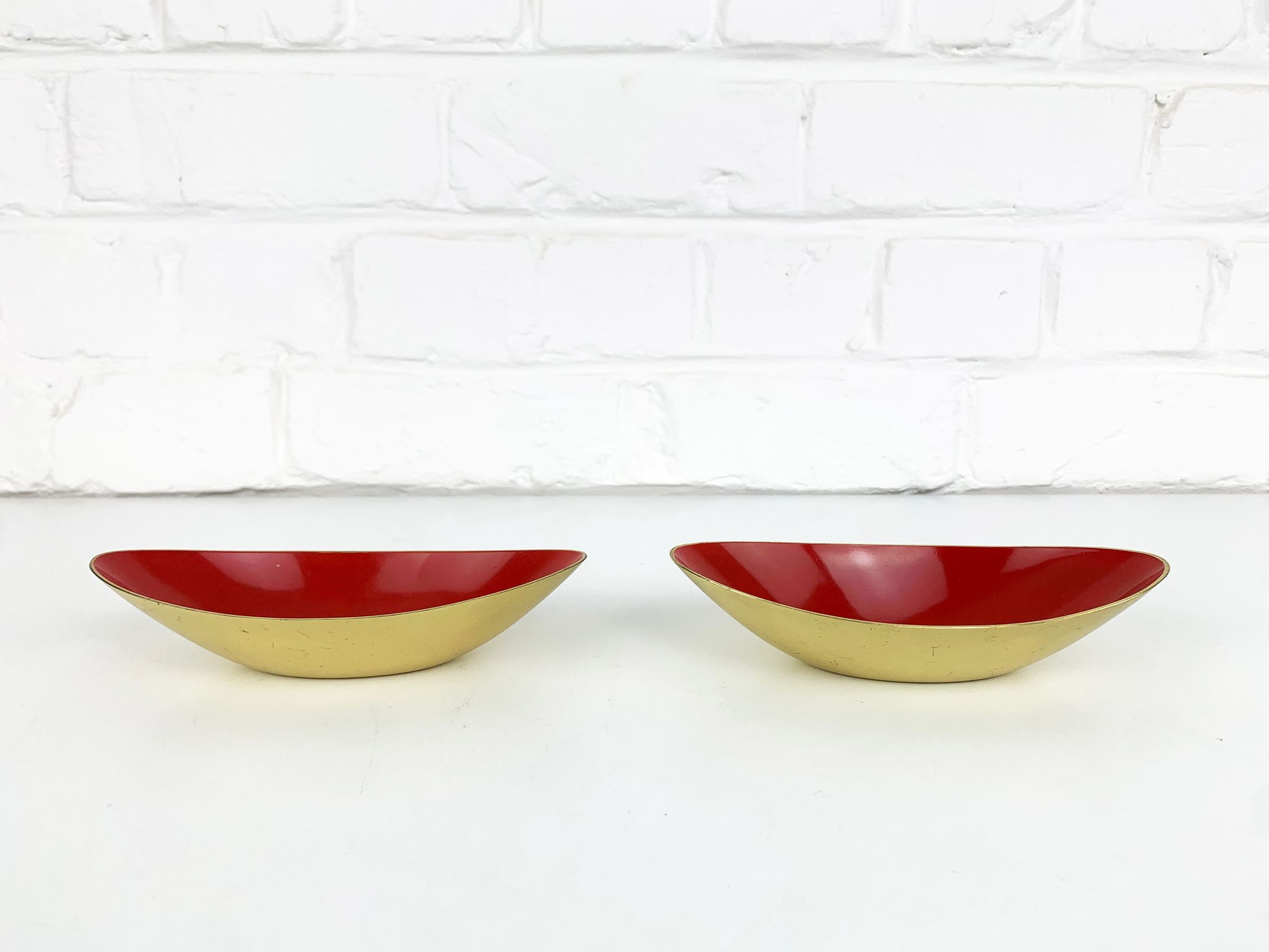 Pair of Scandinavian brass cups or bowls Ystad Metall, design Gunnar Ander, Sweden