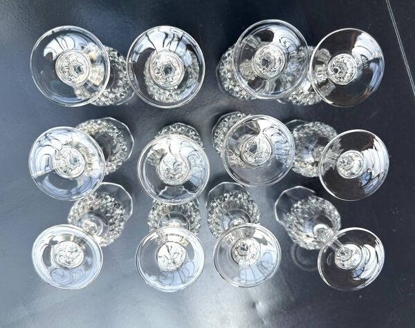 12 verres à vin 15 cm Cristal d'Arques modèle Lonchamp Vintage