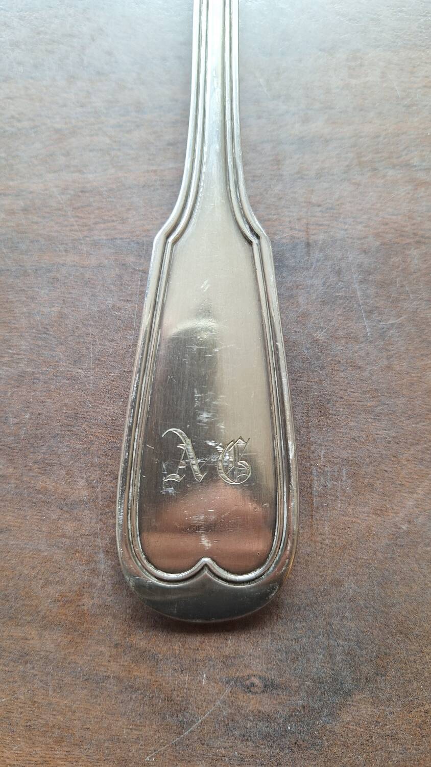 Christofle monogrammed silver-plated ladle