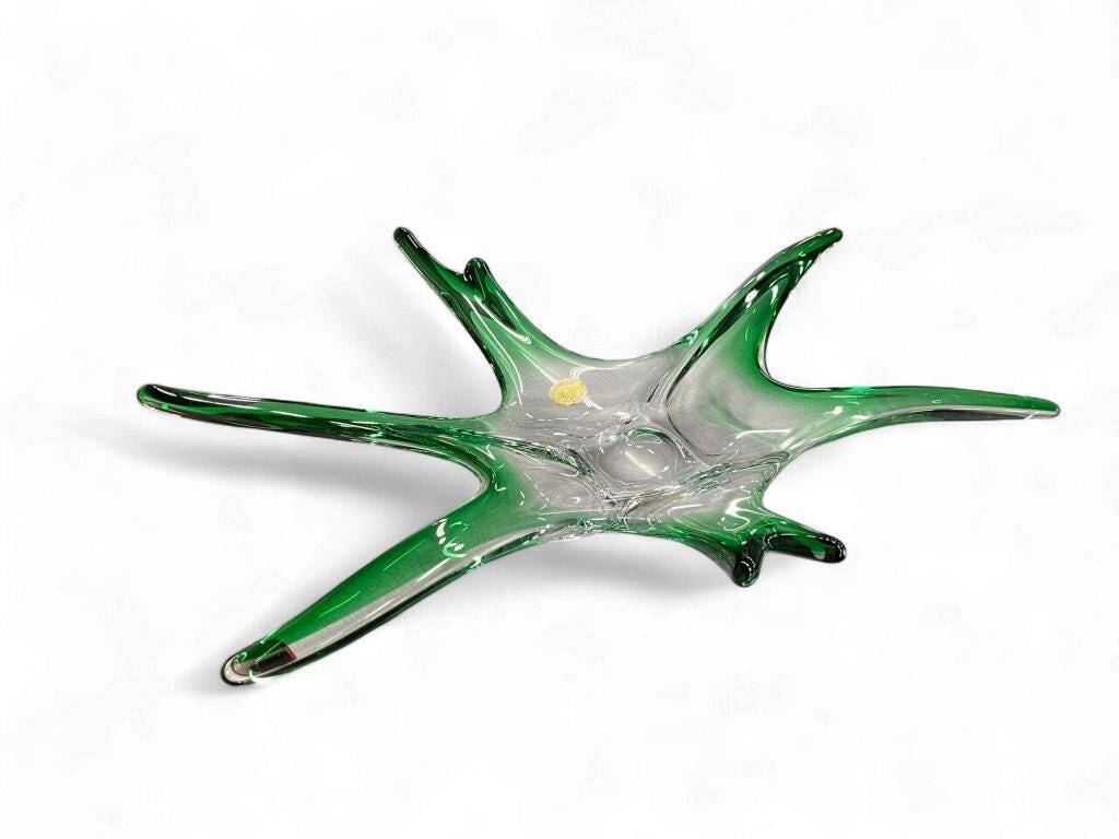 Décoration vintage en verre vert / coupe Braine Le Comte