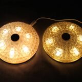 1970s Carl Fagerlund Pair of Brass and Glass Ceiling Lamps, Sweden