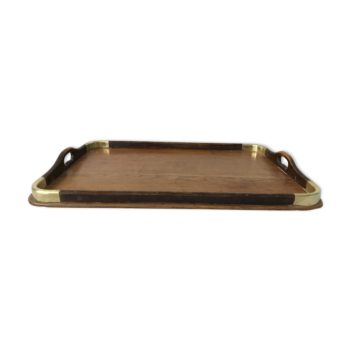 Oak and brass tray