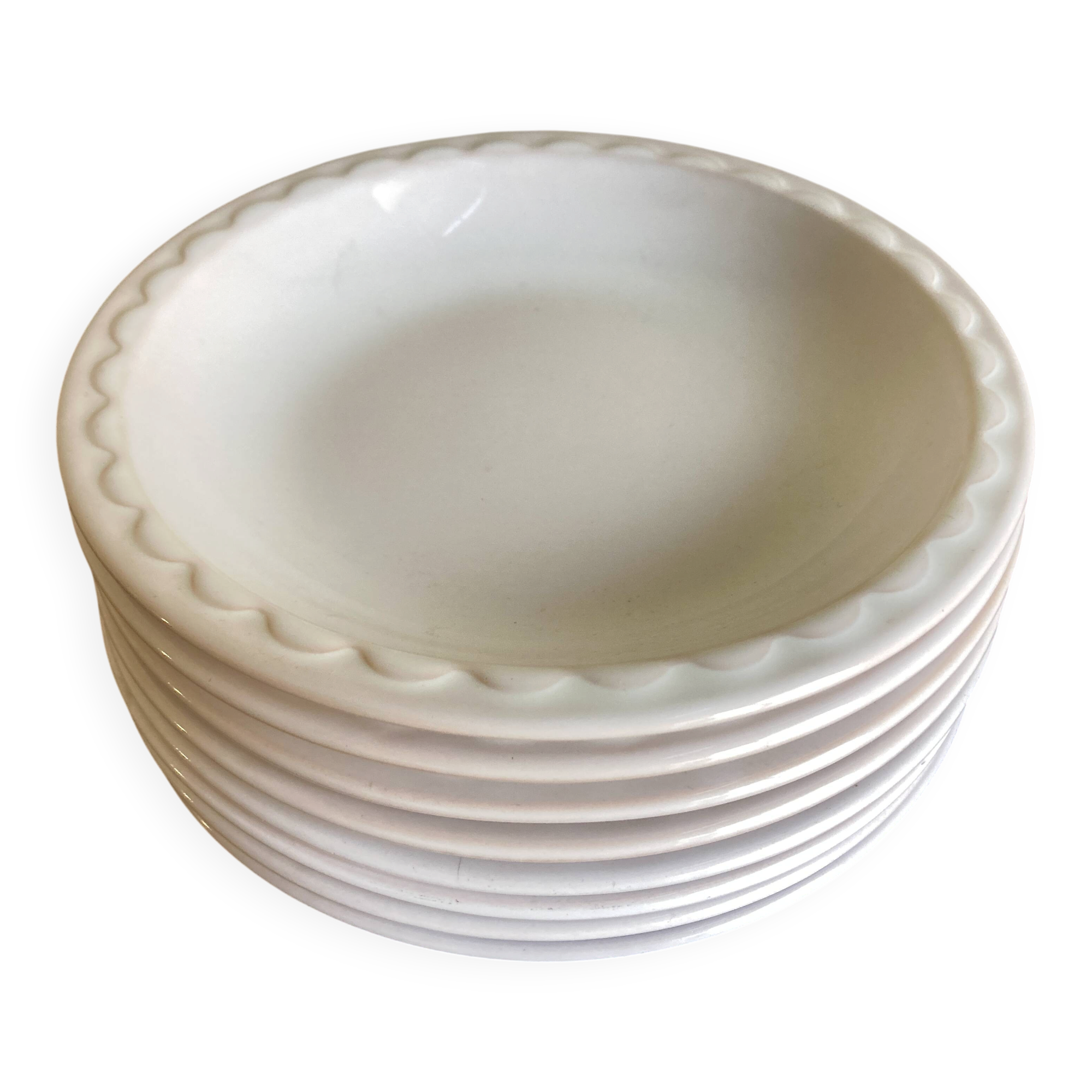 Set de 8 assiettes creuses Festons de Pierre Motton pour Gien 1970