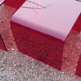 Set of 3 nesting tables in red plexiglass from the 70-80s