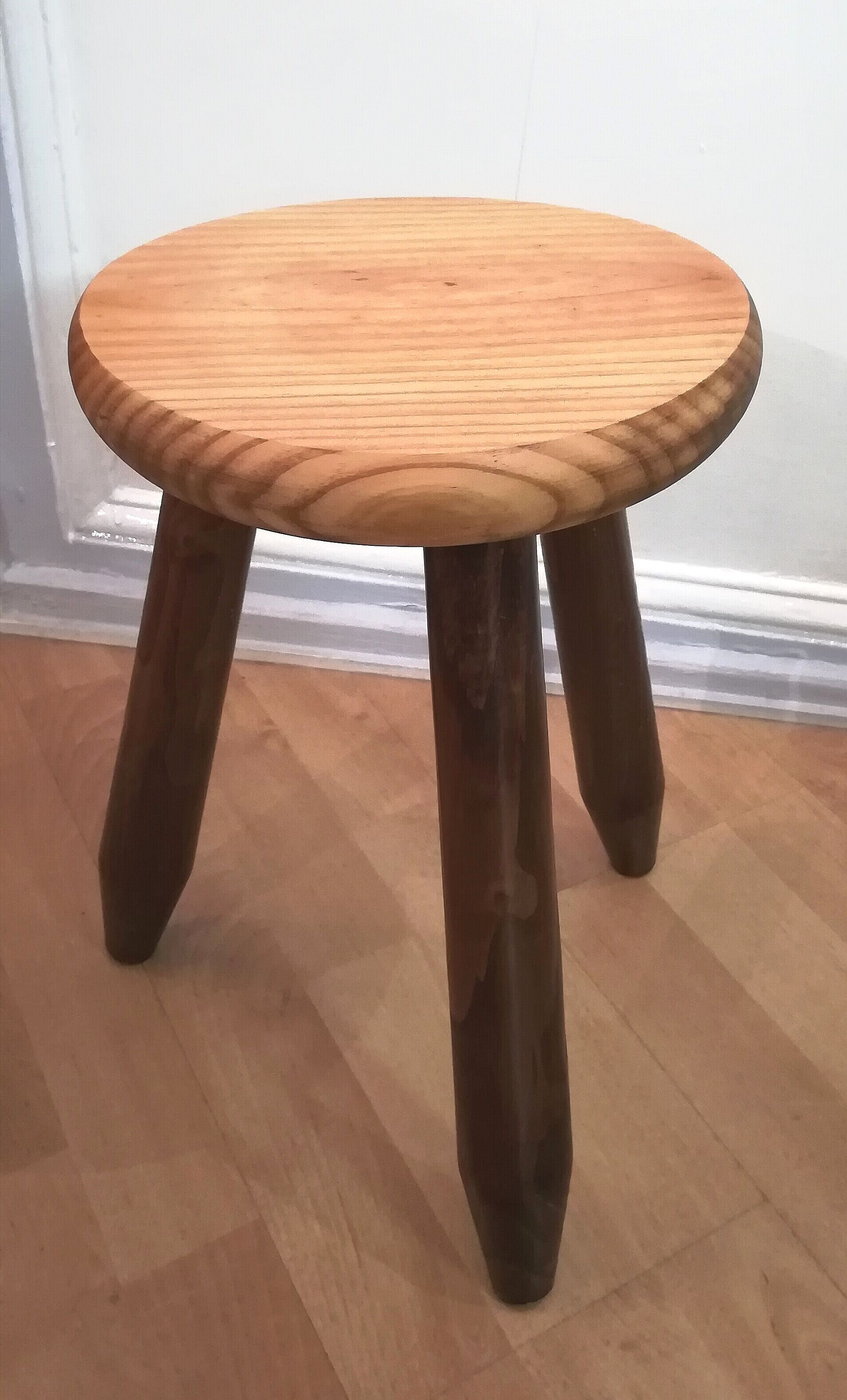 Two tripod stools wooden feet pencils