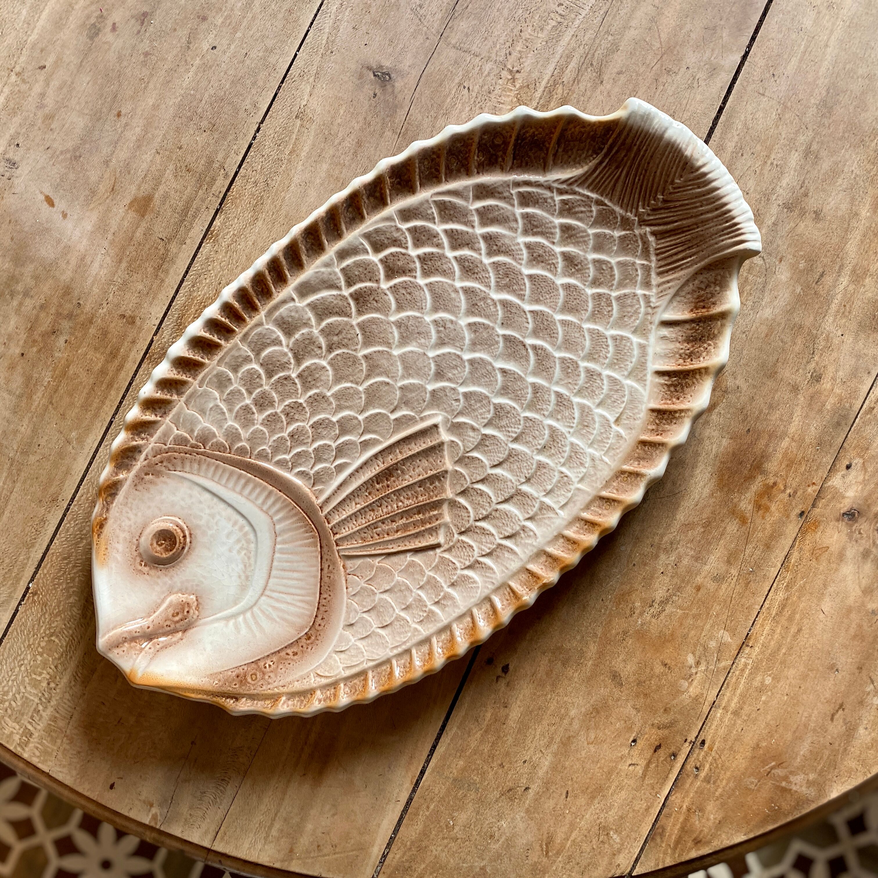 Lot plat et saucière poisson vintage Sarreguemines