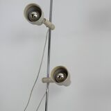 Vintage adjustable floor lamp, chrome and pressed moulded beige ABS, France 1970.