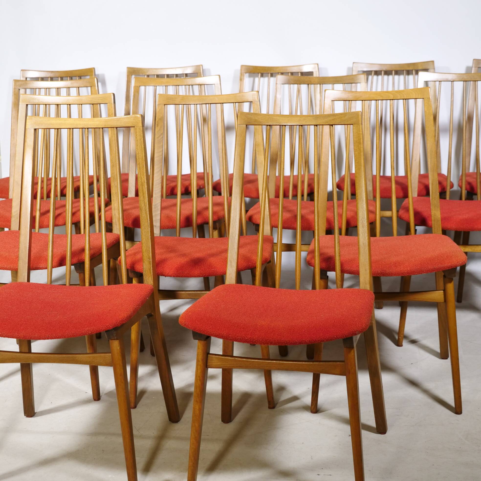 Mid-Century Walnut Dining Chairs, Set of 14, 1960s