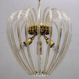 Venini Mid-Century Modern Italian Murano Glass and Brass Chandelier, 1950s