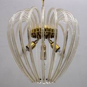 Venini Mid-Century Modern Italian Murano Glass and Brass Chandelier, 1950s
