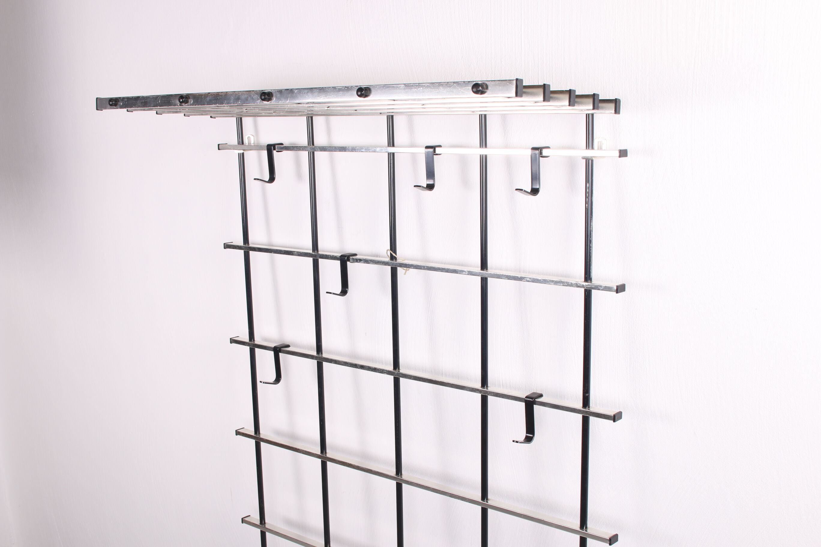 Vintage chrome color aluminum wall coat rack 1950s