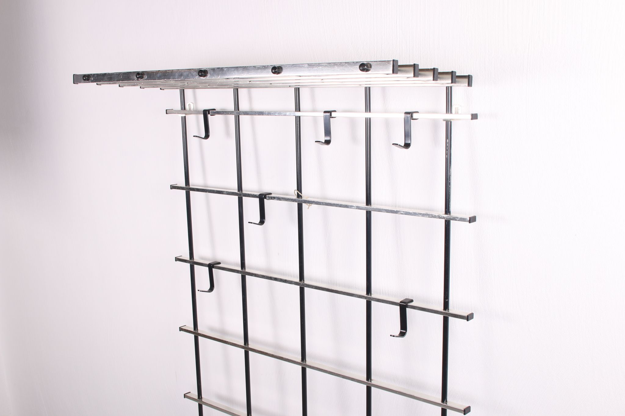 Vintage chrome color aluminum wall coat rack 1950s