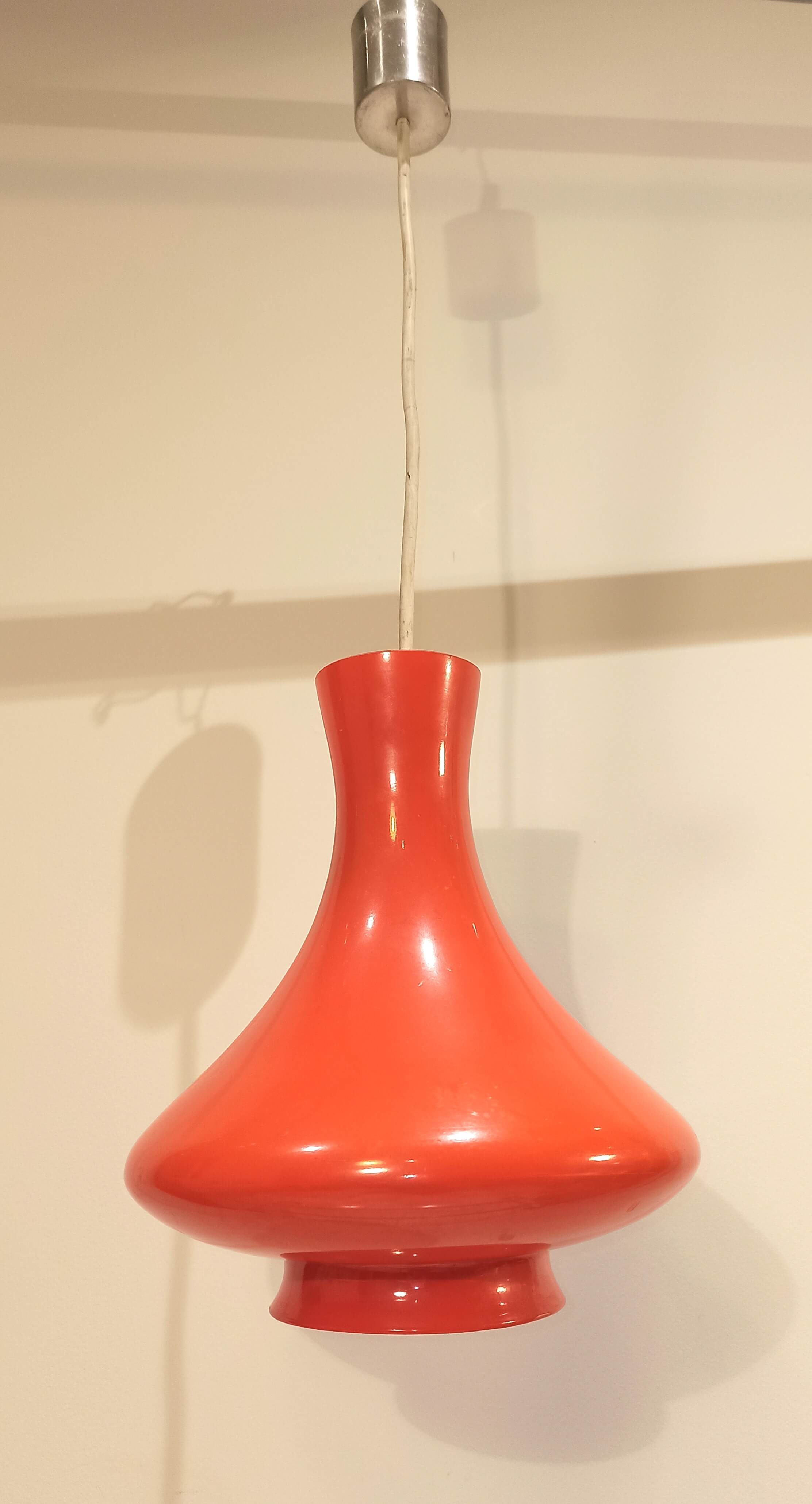 Vintage 1970s orange glass pendant lamp