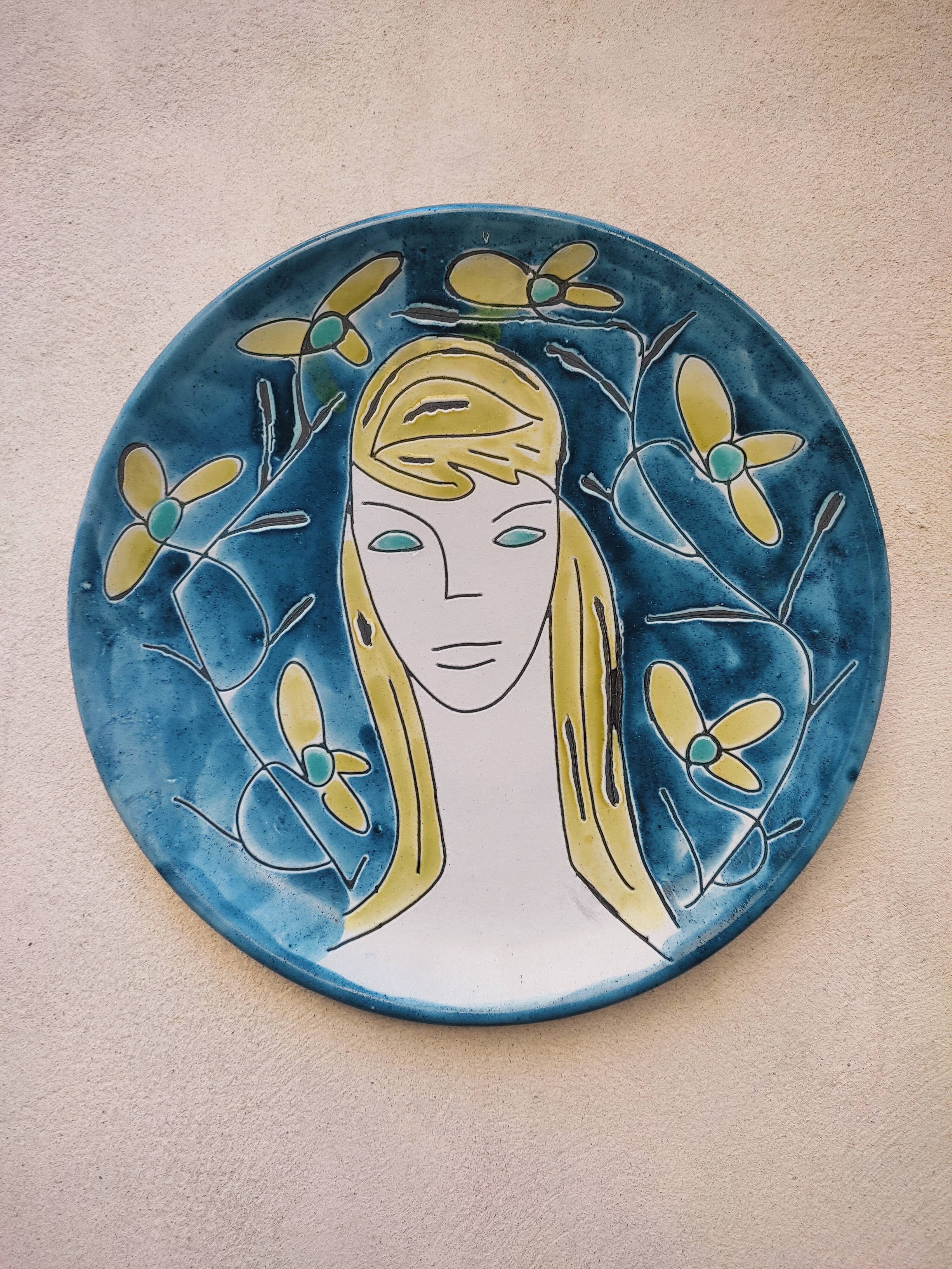 Portrait on ceramic wall plate