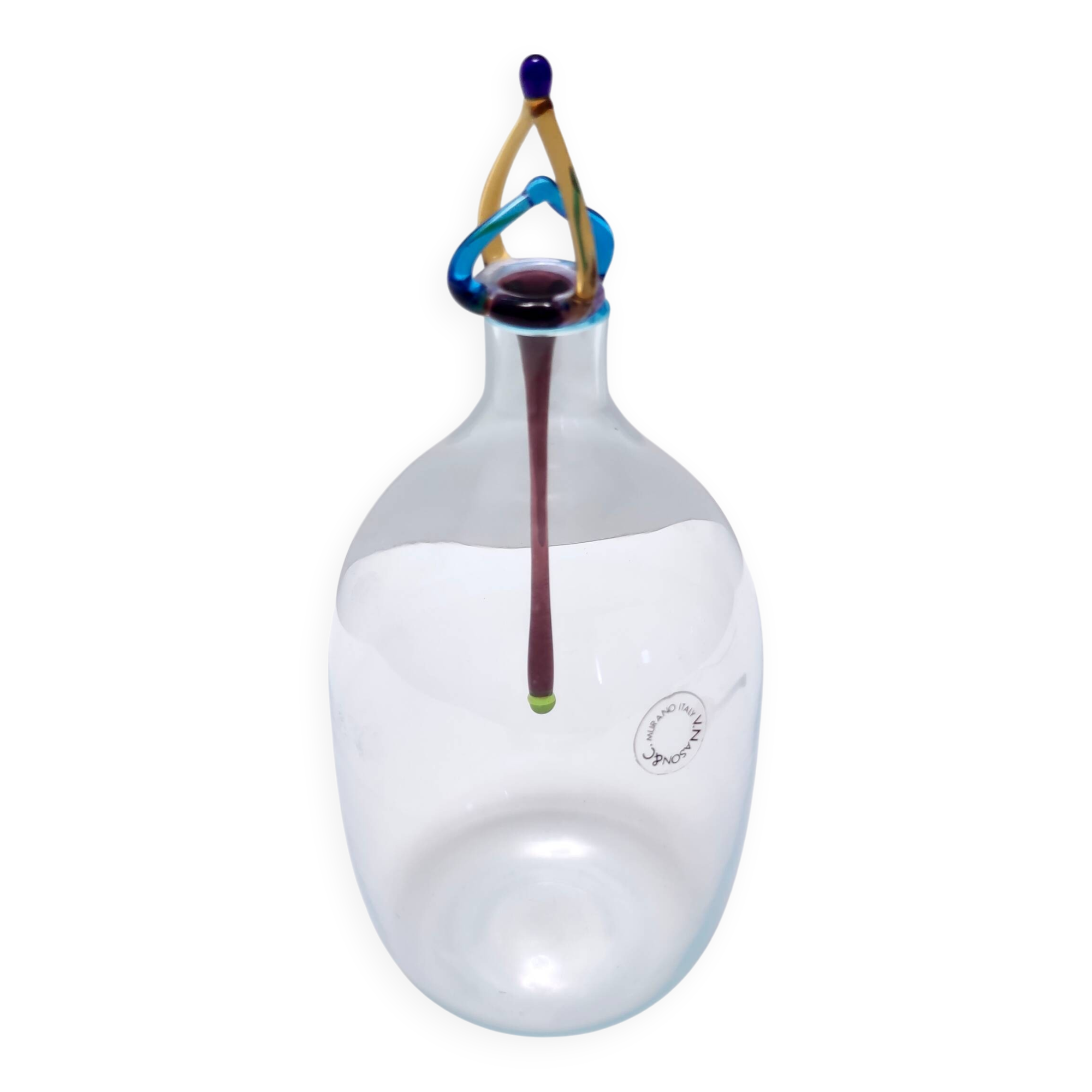 Postmodern Murano Glass Decanter Bottle by Vincenzo Nason, Italy