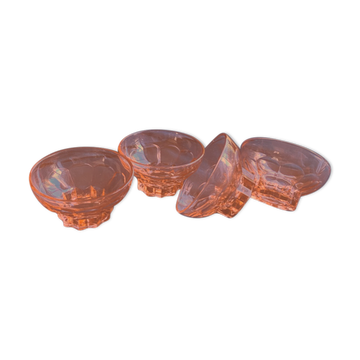 Set de 4 verres coupes  en verre rose translucide