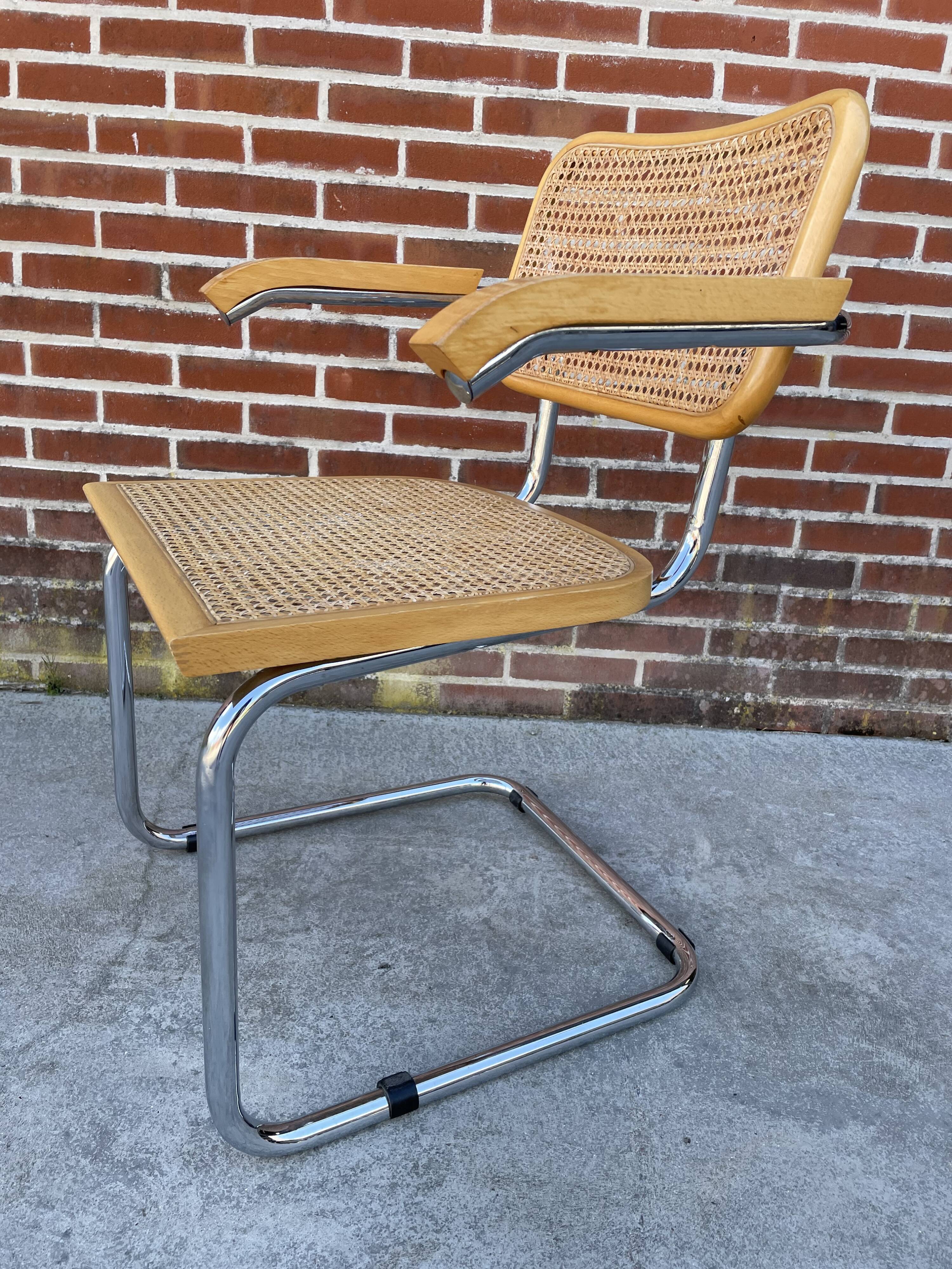 Cesca model design chair with armrests chrome version