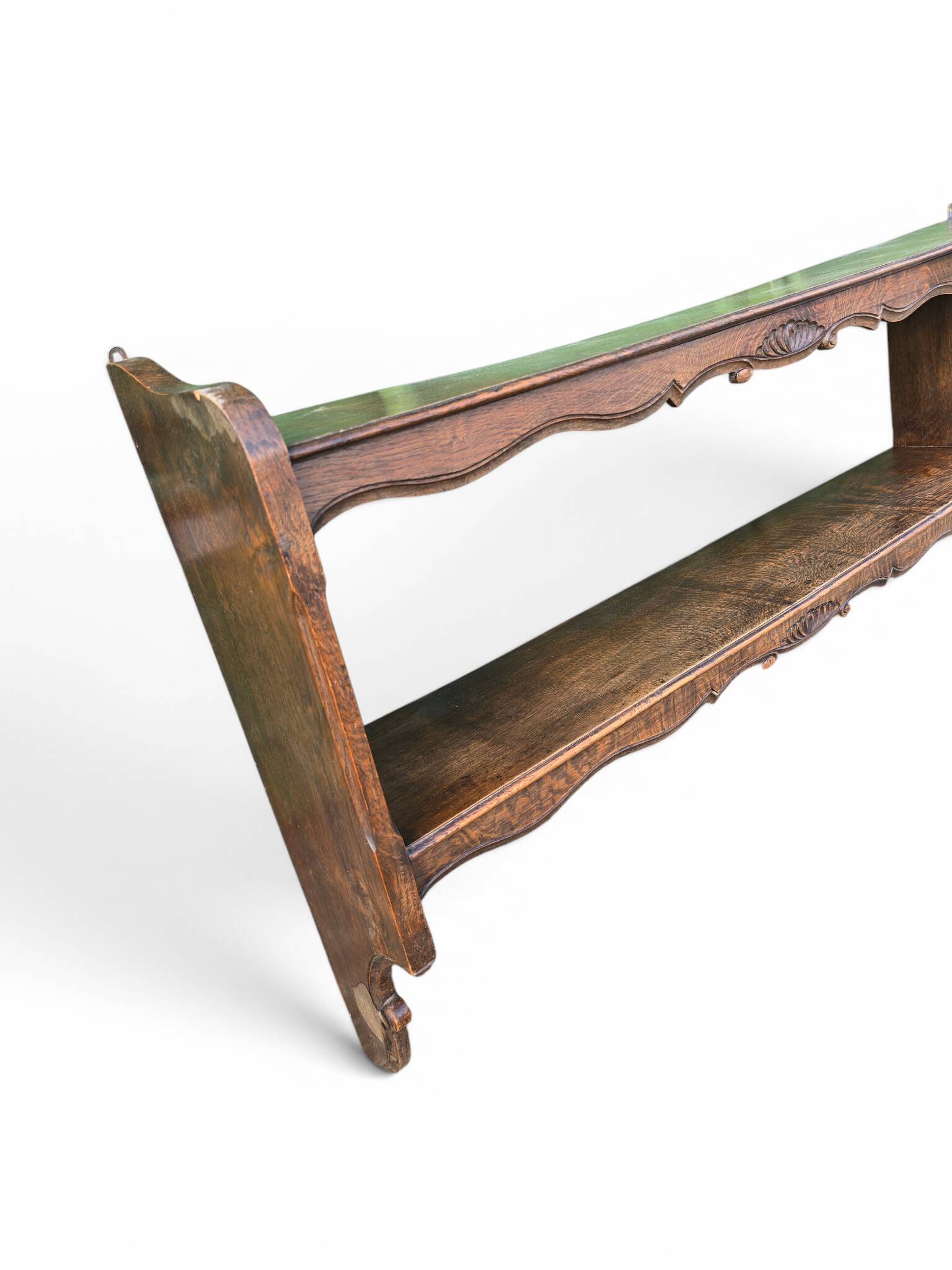 Large antique wall shelf in carved oak