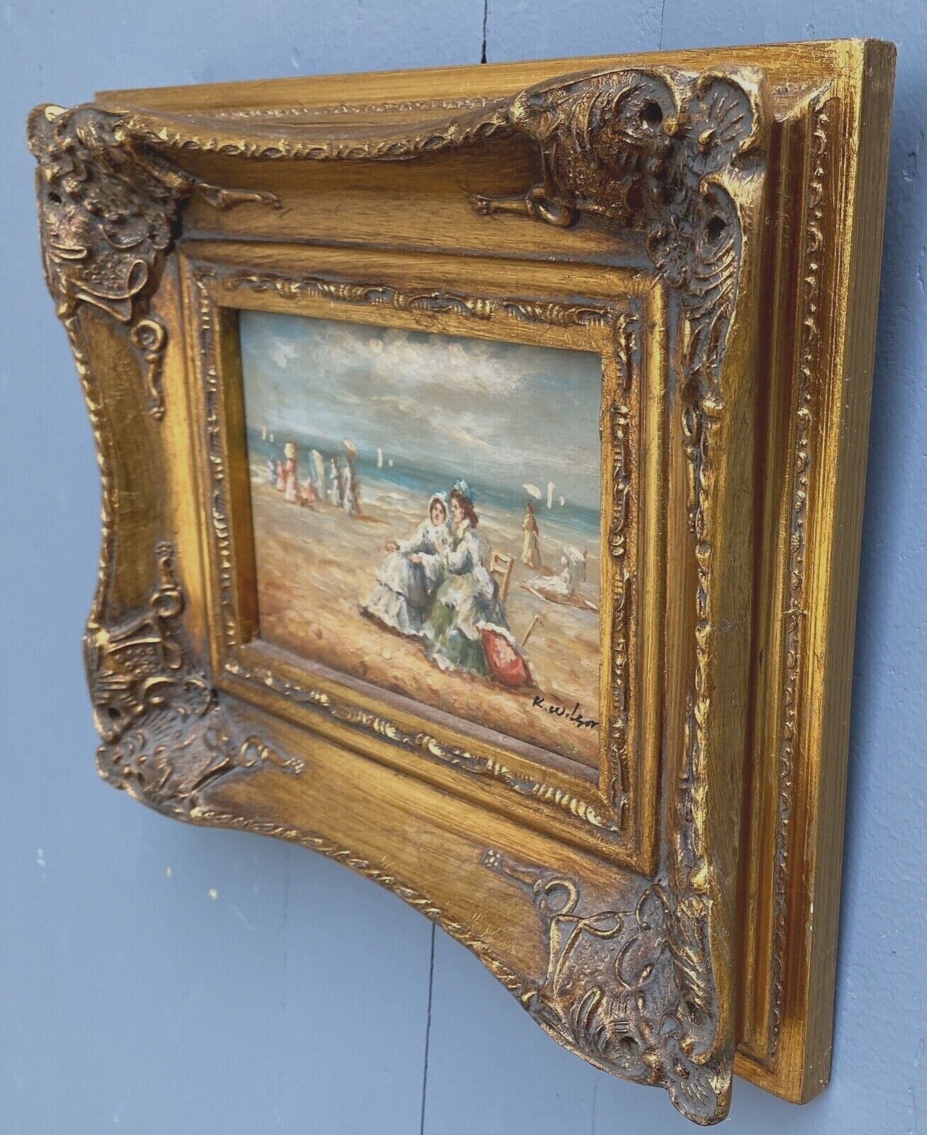 Oil on panel k wilson signature to identify 1960 beach scene