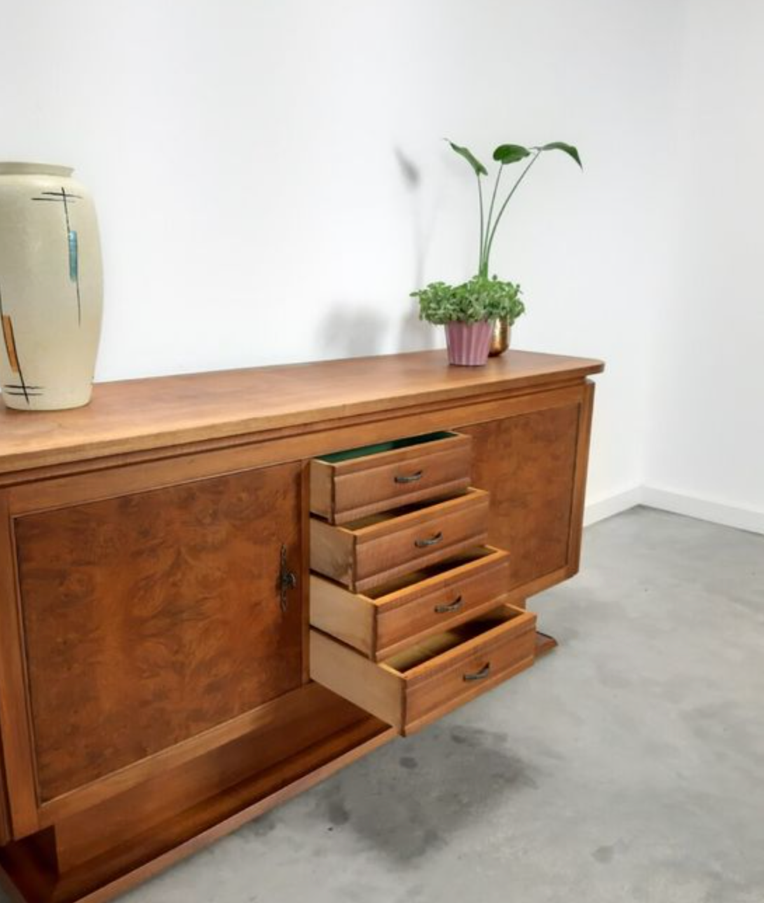 Vintage art deco wooden enfilade with drawers