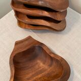 Series of 5 vintage wooden ramekins from the 70s