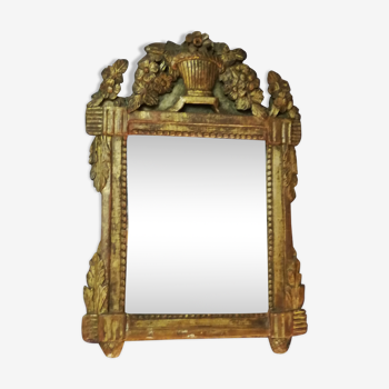 Louis XVI-era mirror in gilded wood - 55x38cm