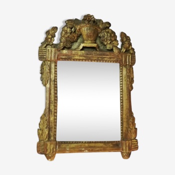 Miroir époque Louis XVI en bois doré - 55x38cm