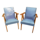 Pair of bridge armchairs with compass feet