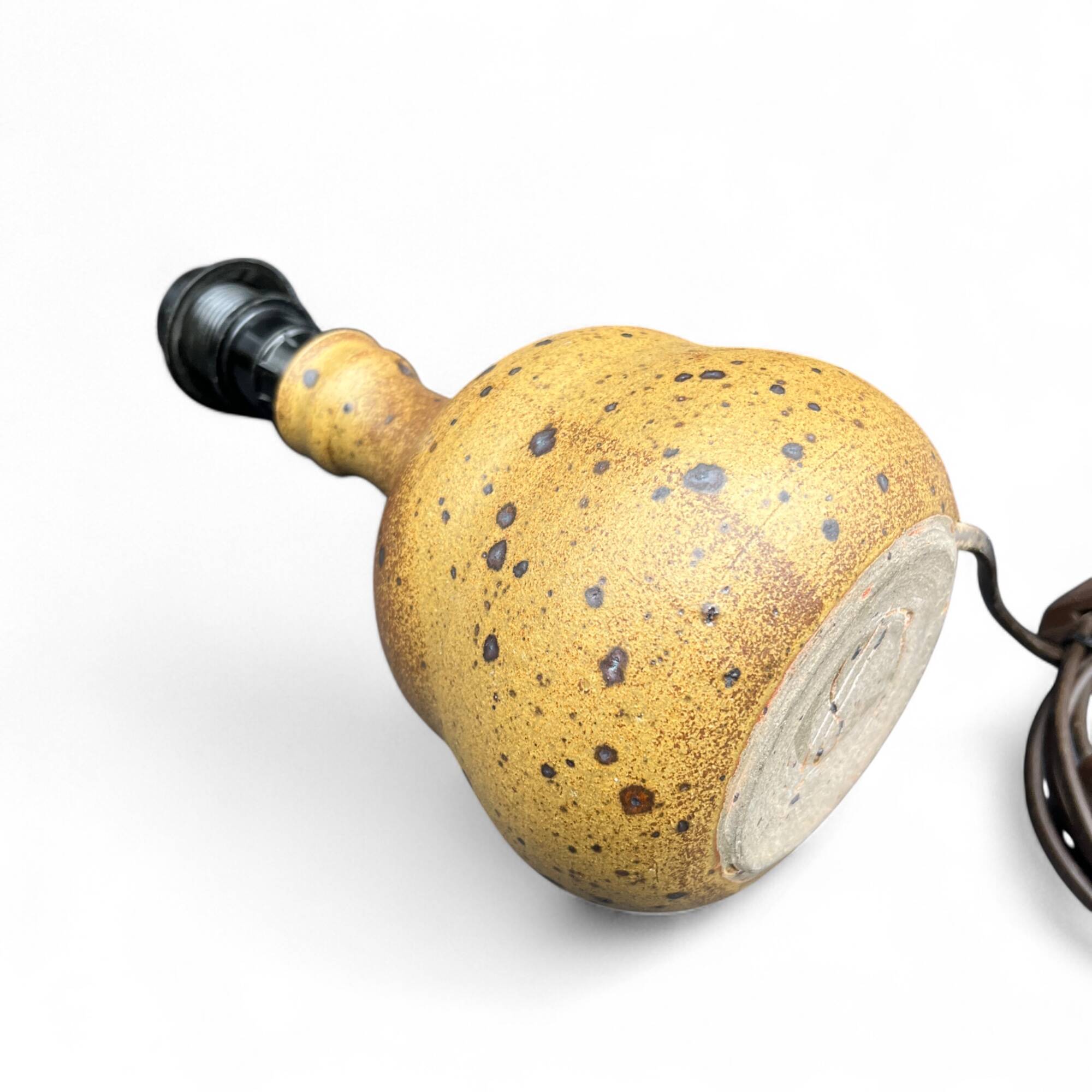 Pyrite sandstone ball lamp base, La borne Tiffoche Deblander style