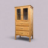 Art Deco glass-fronted Parisian buffet in raw wood