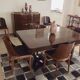 Art Deco dining table in flamed walnut