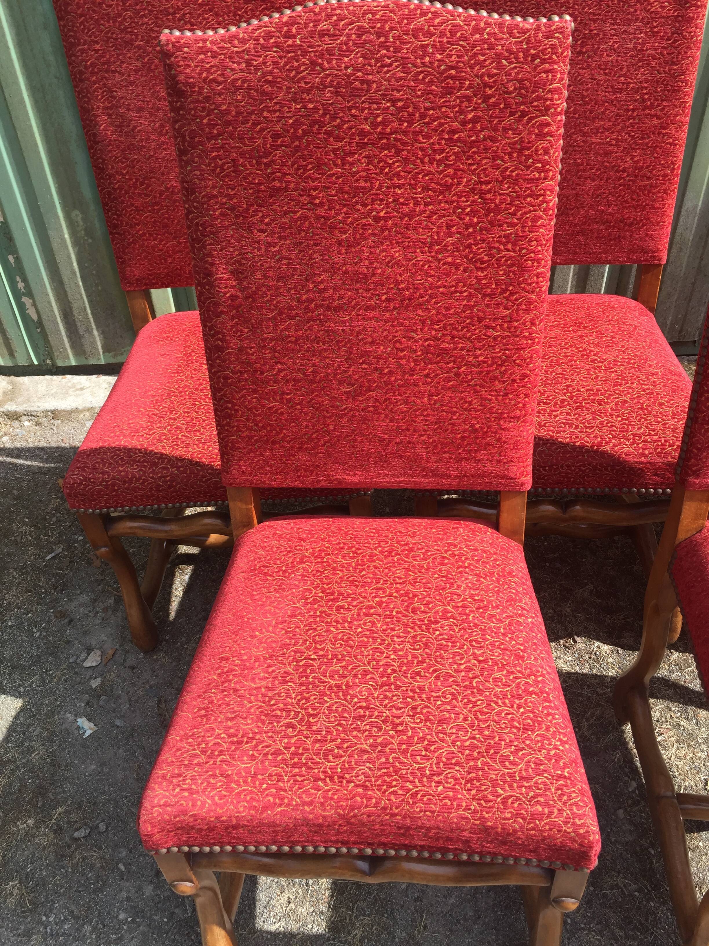 Vintage Louis XIII style chairs sheep bones in beech and velvet.