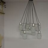 Lustre en verre et en chrome 1970s