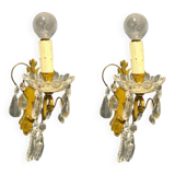 Brass Crystal Sconces Set of 2 1950’s