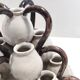 Art deco / etruscan style vintage tulip vase with glazed ceramic amphoras, italy