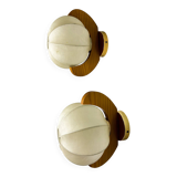 Pair of cocoon sconces with pine, Italy, 1970