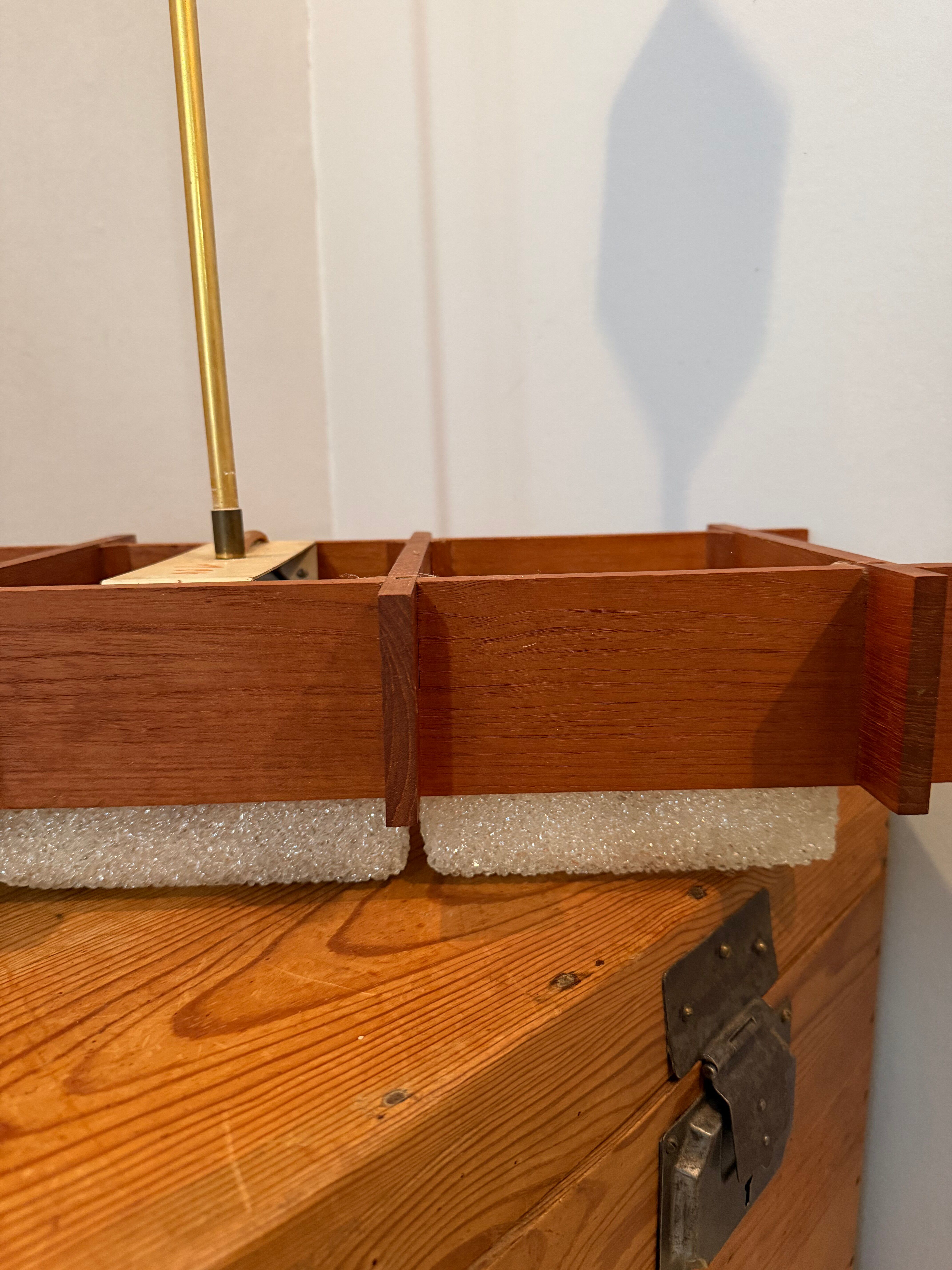 Scandinavian suspension design in teak and vintage perspex from the 1970s.