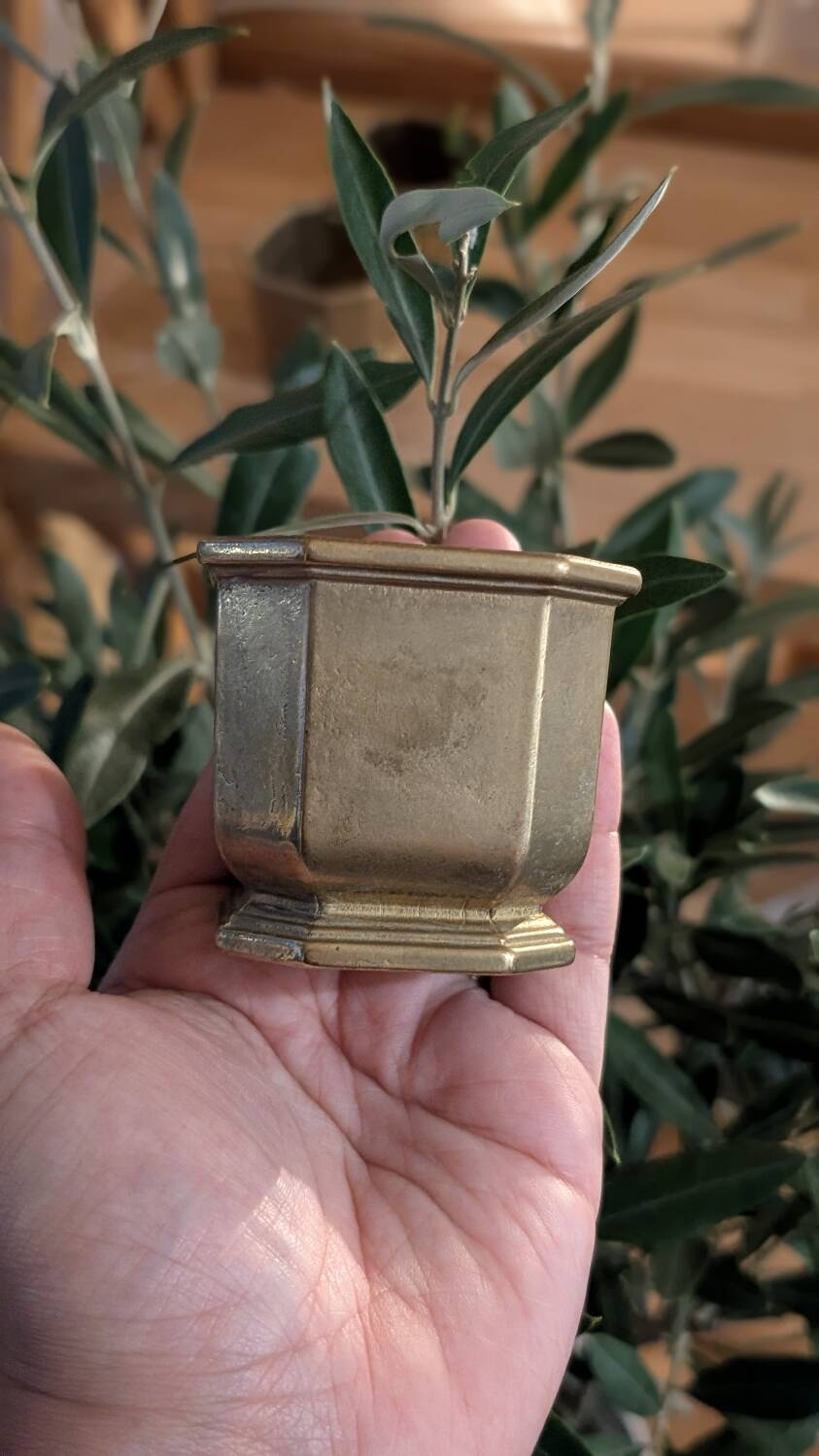 Antique brass candlestick – octagonal shape – circa 1920–1950
