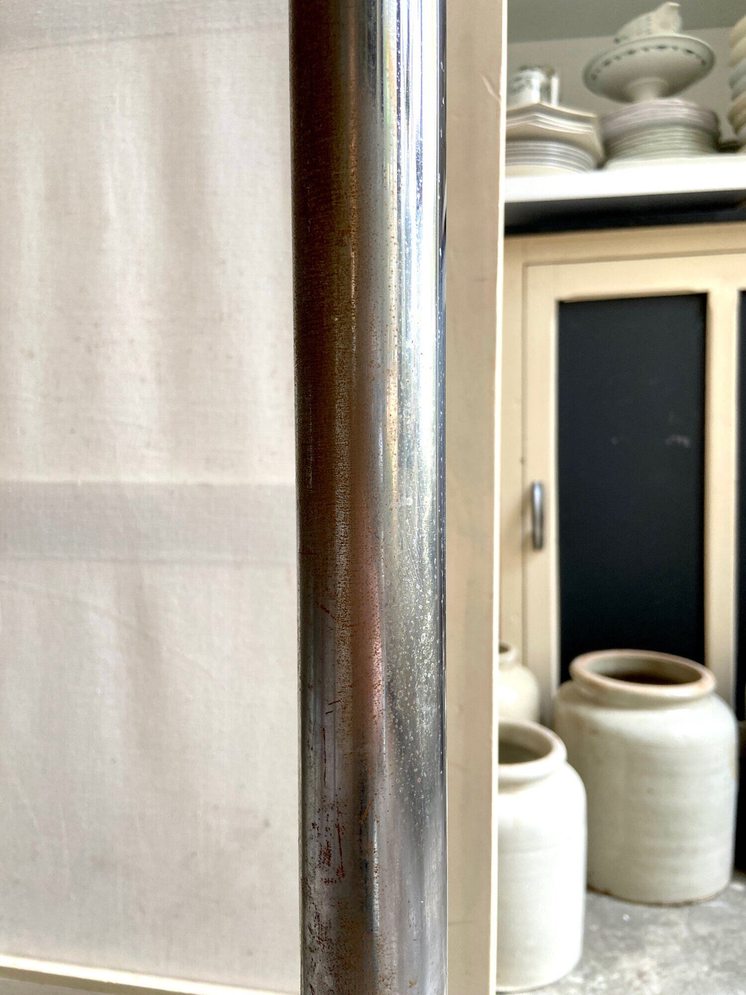 Space Age coat rack with 8 hooks in chrome-plated metal and brown bakelite