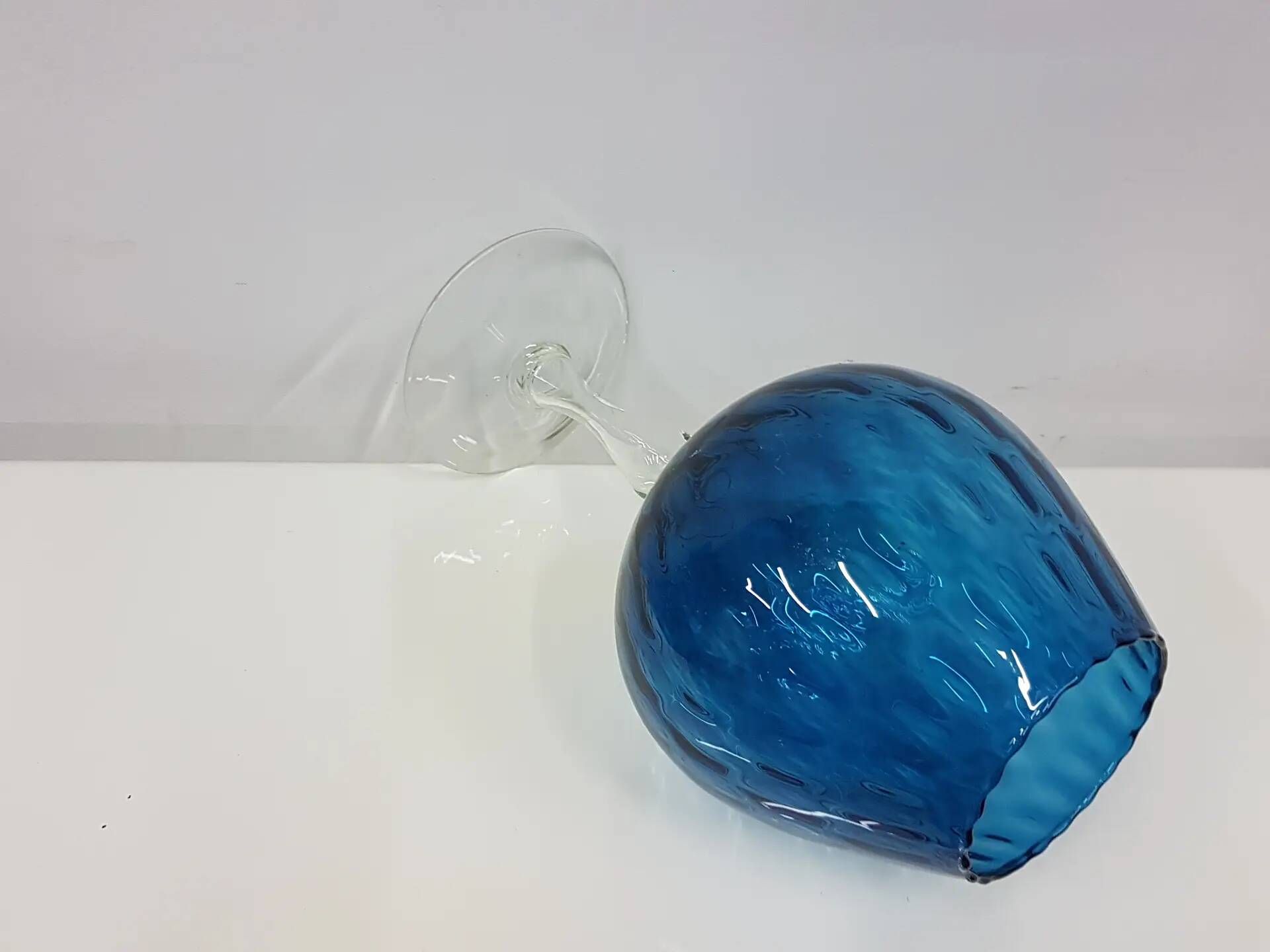 Blue-violet glass chalice vase, Italy, 1970s.